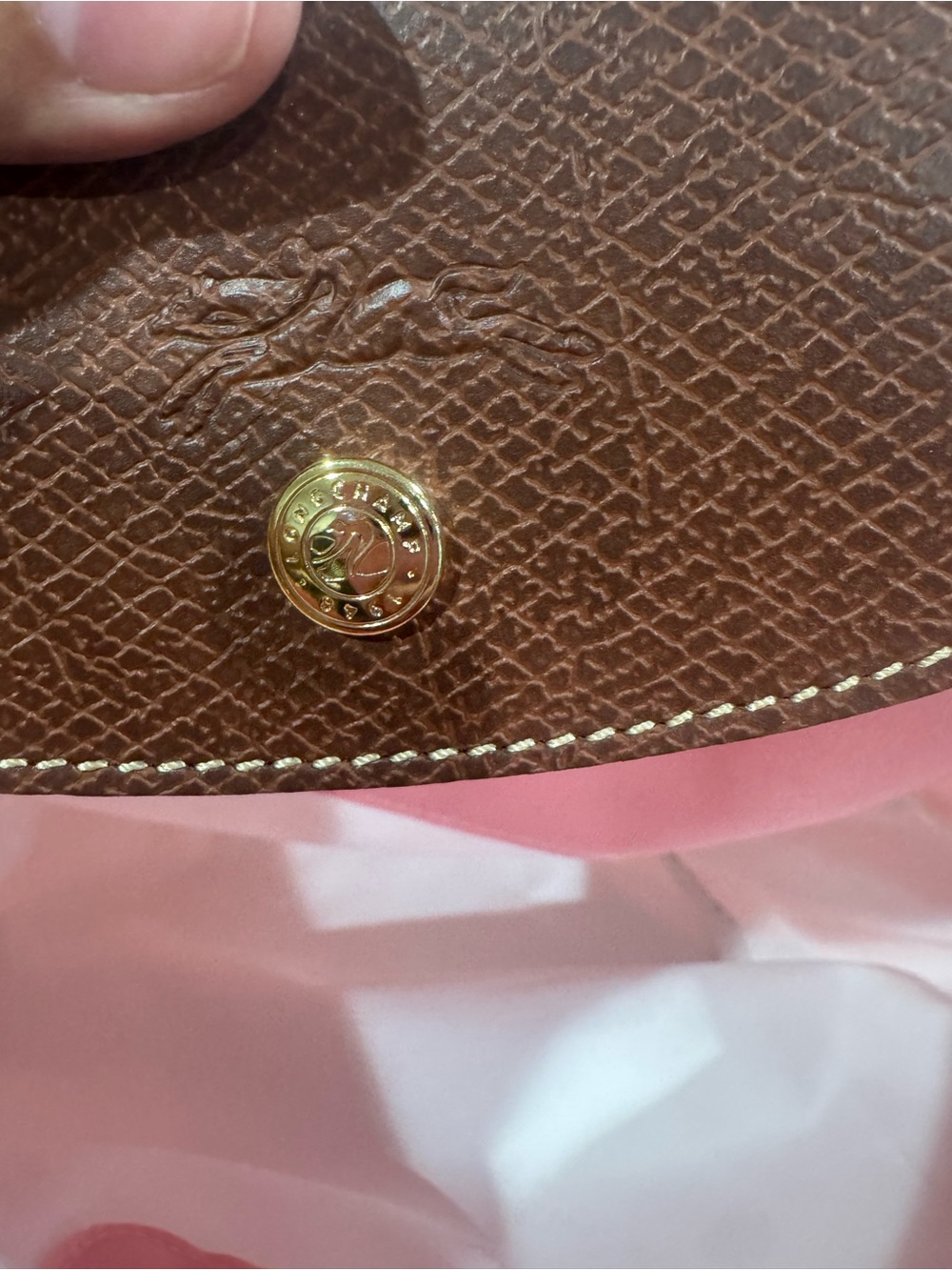 Classic Pink Tote Bag with Brown Trim - Picture 2 of 4